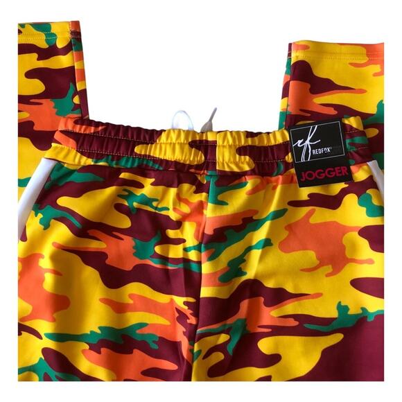 Redfox NWT Unisex Yellow Orange Green Burgundy Camo Print Joggers Size Medium - Picture 9 of 16